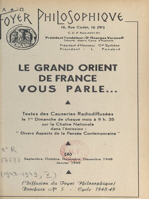 cover image of Le grand Orient de France vous parle